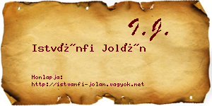 Istvánfi Jolán névjegykártya