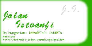 jolan istvanfi business card